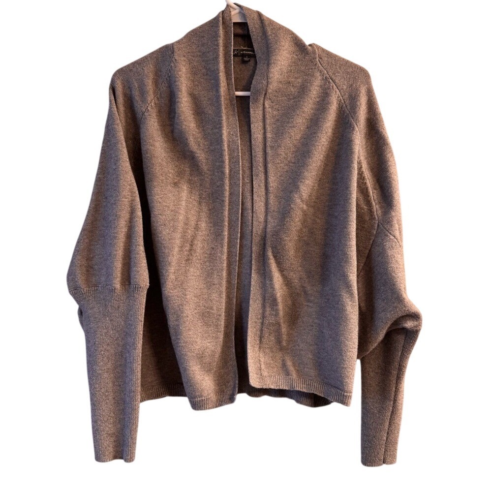 Adrianna Papell‎ Gray Posh Career Cozy Open Front Cardigan Women's Size L